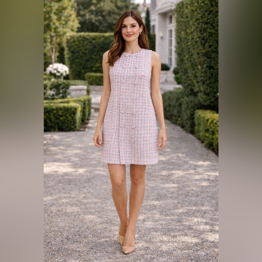 NWT Pomander Place Pink Tweed Bianca Shift Dress XXL Tuckernuck Preppy